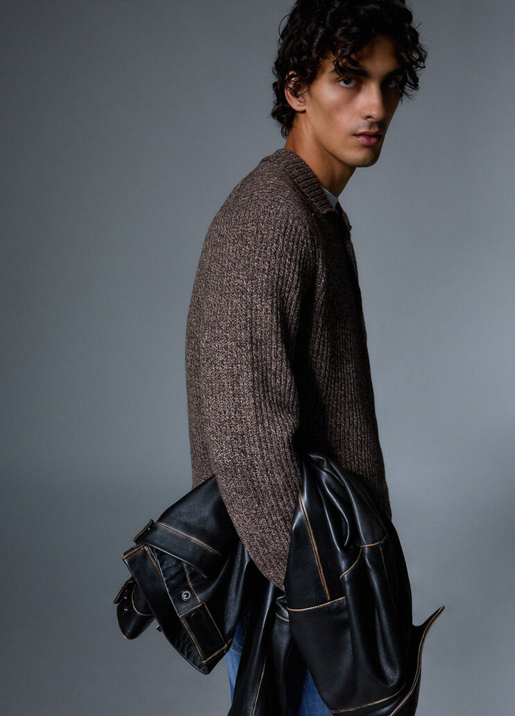 Polo en laine m&eacute;lang&eacute;e marron Liu Jo - medium