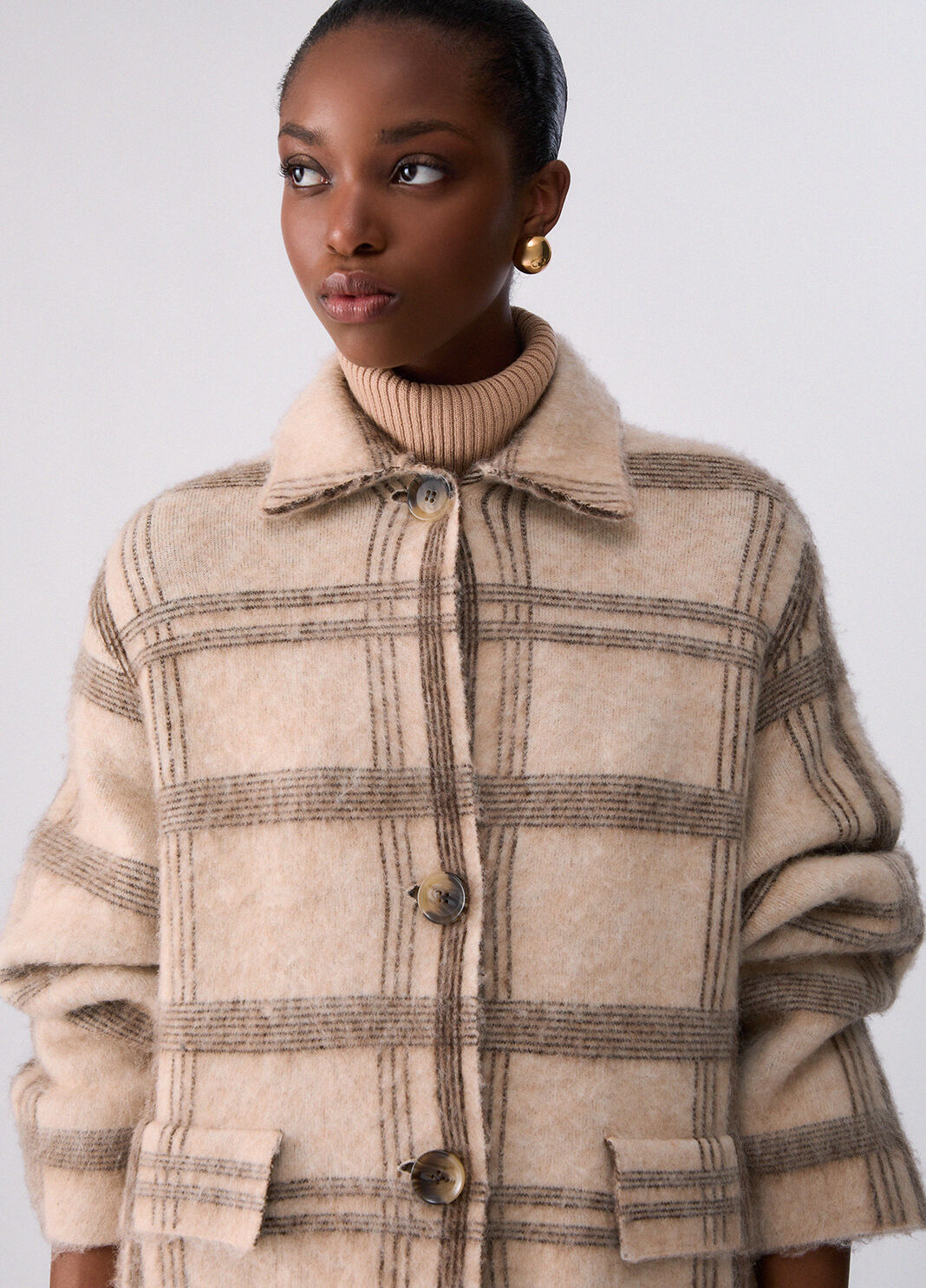 Cappotto jacquard in maglia spazzolata beige Liu Jo - large image number 2