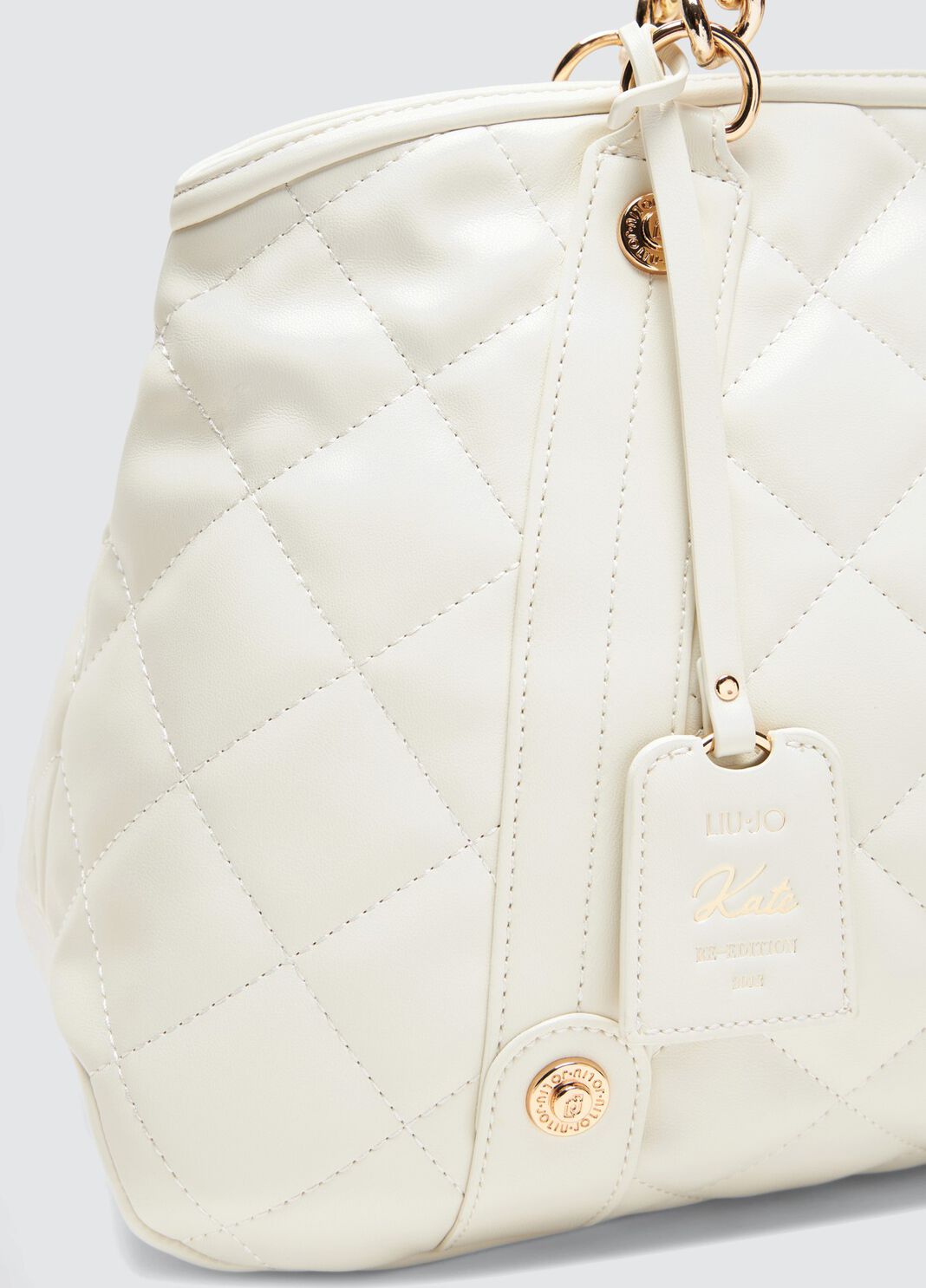 Medium quilted tote bag with charm cream Liu Jo - large image number 6