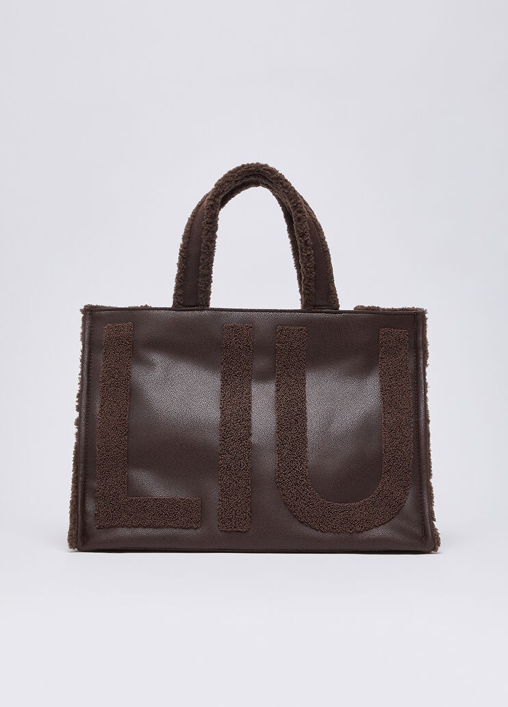 Large tote bag with logo dark brown Liu Jo - medium