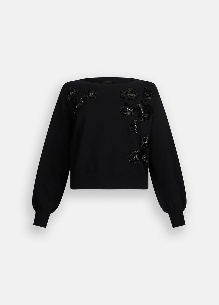 Jumper with gemstones black/floral Liu Jo - medium Jumper with gemstones black/floral Liu Jo - medium