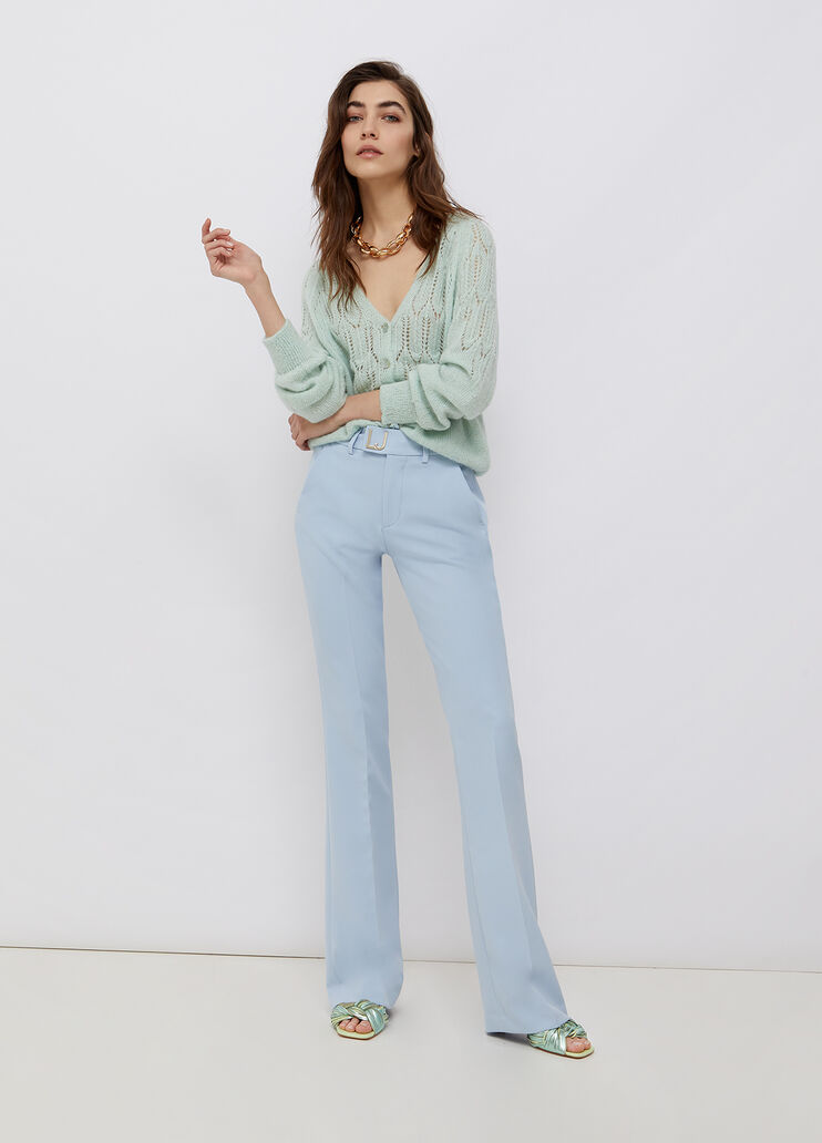 Perforated cardigan in alpaca blend light blue Liu Jo - large image number 3 Perforated cardigan in alpaca blend light blue Liu Jo - large image number 3