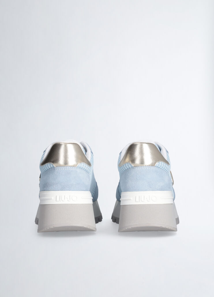 Suede and mesh platform sneakers light blue Liu Jo - large image number 4  Suede and mesh platform sneakers light blue Liu Jo - large image number 4