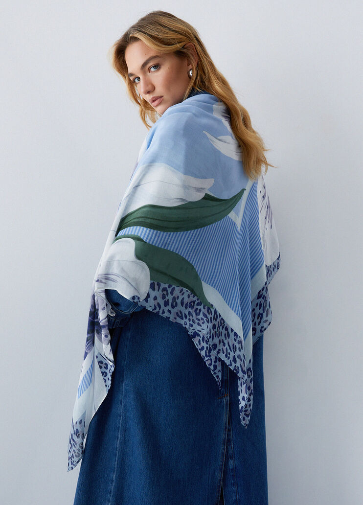 Foulard grande con orchidea azzurro Liu Jo - medium