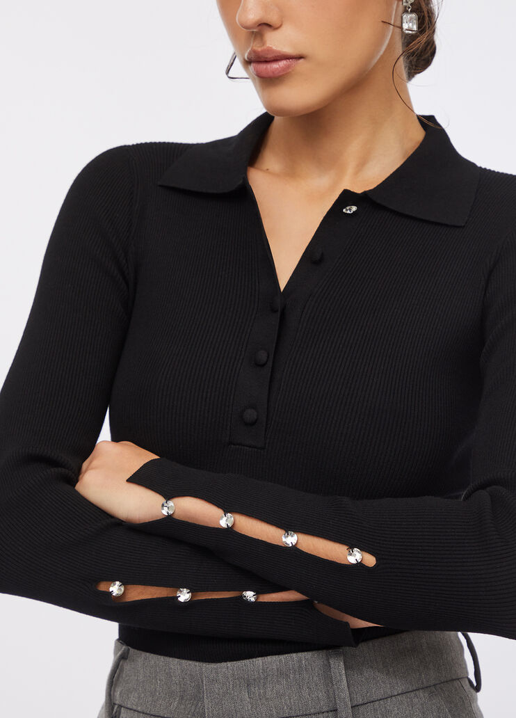 Polo-shirt with gemstones black Liu Jo - medium