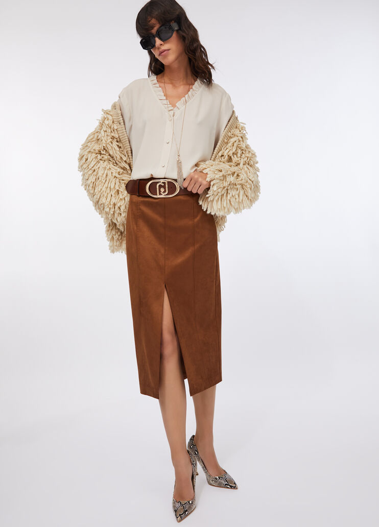 Midi skirt with slit caramel Liu Jo - large image number 4 Midi skirt with slit caramel Liu Jo - large image number 4