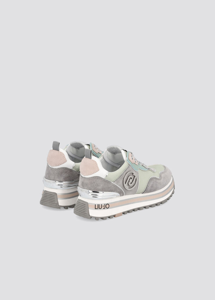 Satin and suede platform sneakers grey/turquoise Liu Jo - large image number 1 Satin and suede platform sneakers grey/turquoise Liu Jo - large image number 1