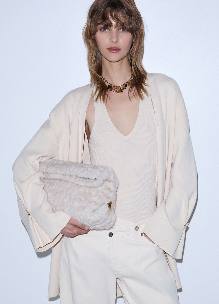Bag Riccy in faux fur cream Liu Jo - medium