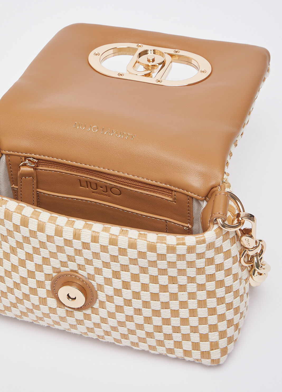 Sac LaPuffy petit format tress&eacute; beige Liu Jo - large image number 5
