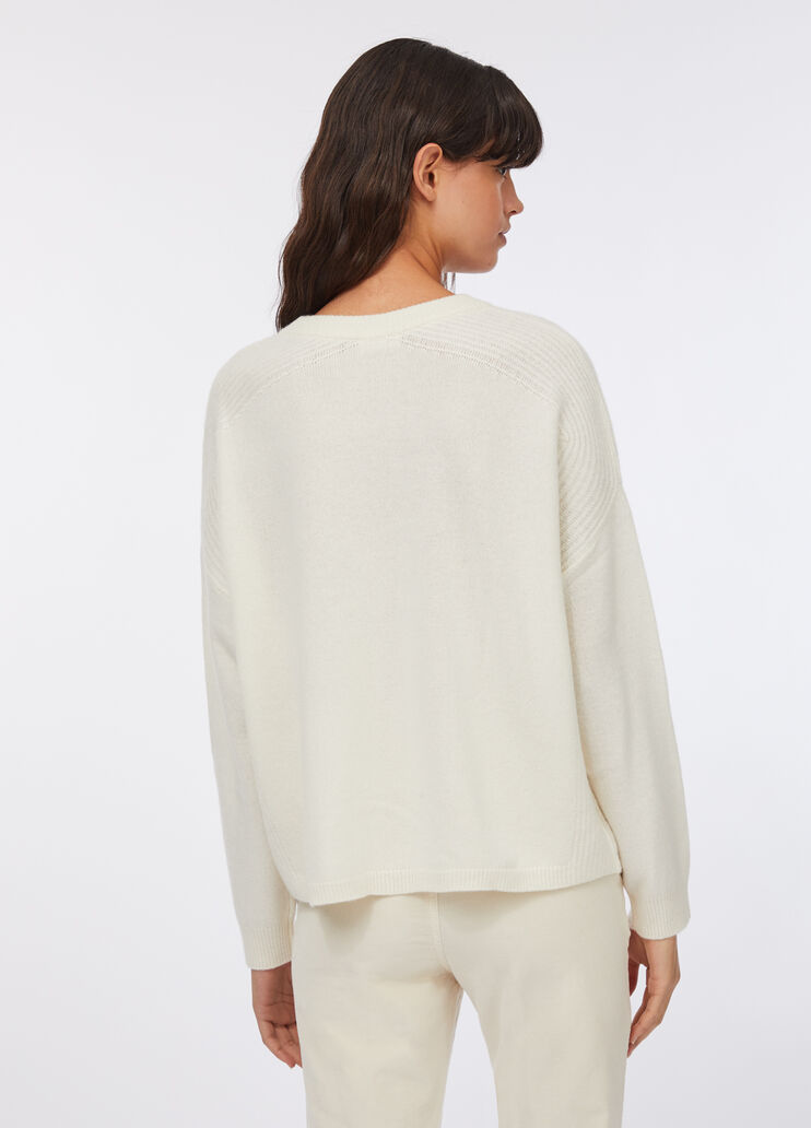 100% wool jumper with bejewelled embroidery white with embroidery Liu Jo - large image number 1