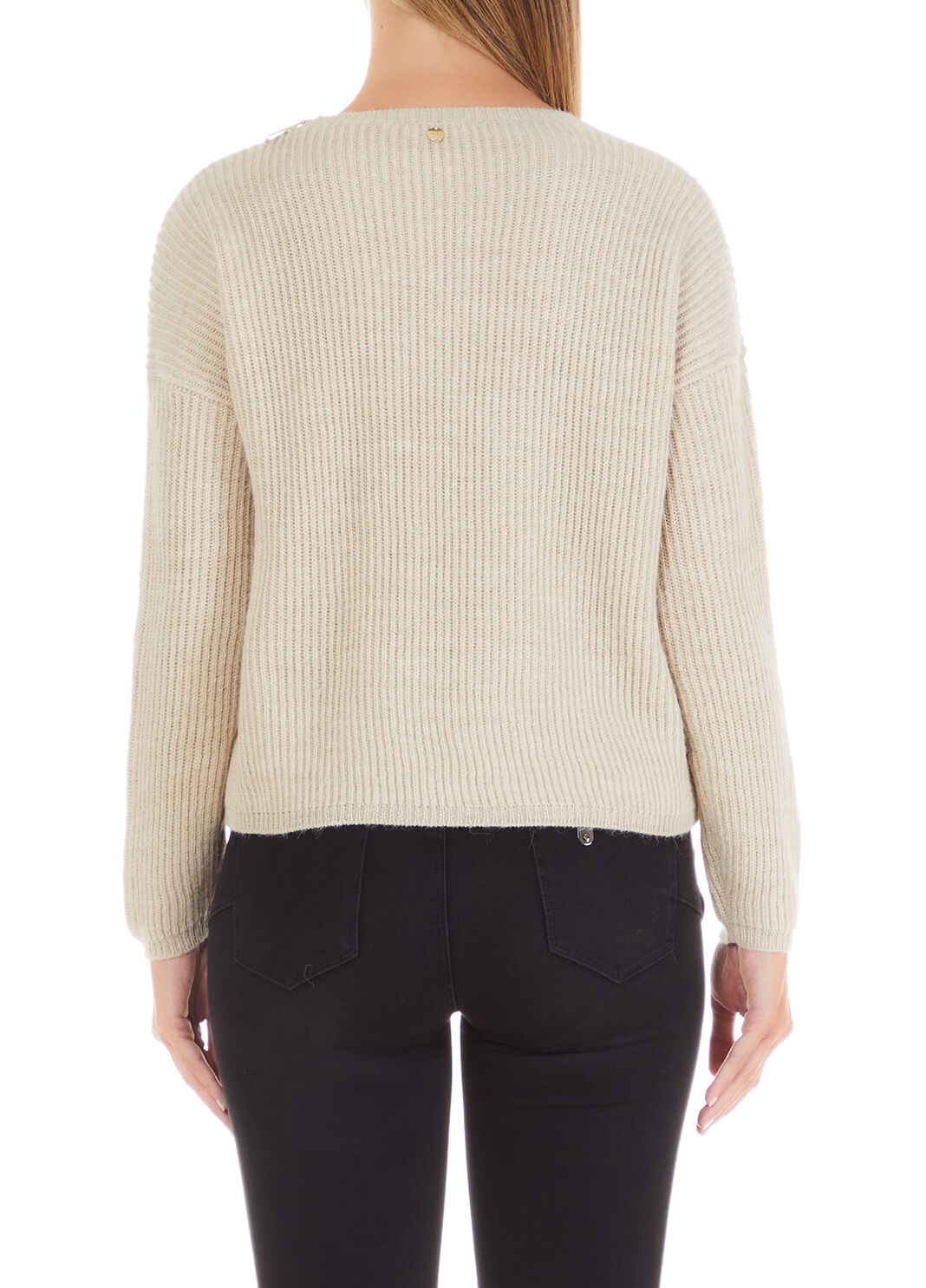 Sweater with decorative zip beige Liu Jo - large image number 1
