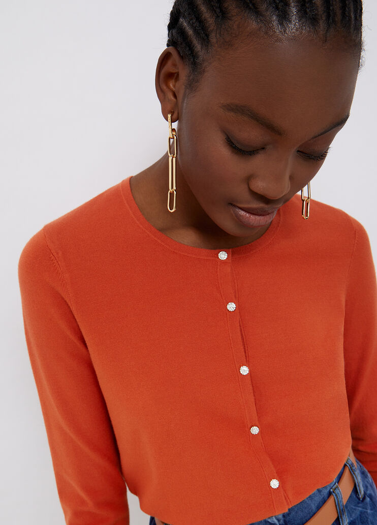 Eco-friendly cardigan with jewel buttons orange Liu Jo - large image number 2