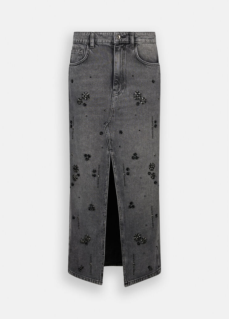 Denim skirt with gemstones black denim Liu Jo - large image number 6 Denim skirt with gemstones black denim Liu Jo - large image number 6