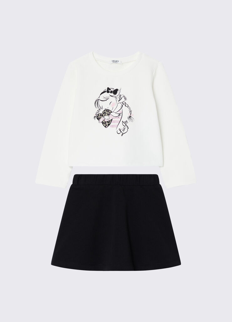 Sweatshirt- und Rock-Set wei&szlig; und schwarz Liu Jo - medium