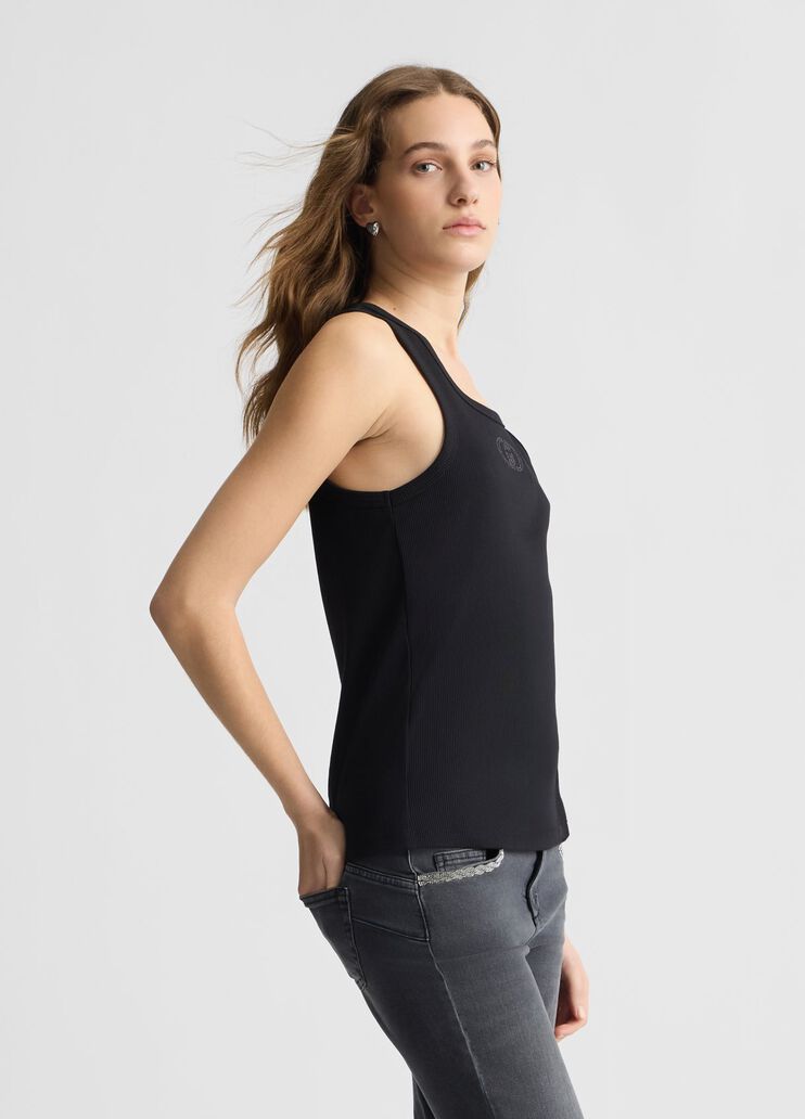 Cotton top with logo black Liu Jo - large image number 3 Cotton top with logo black Liu Jo - large image number 3