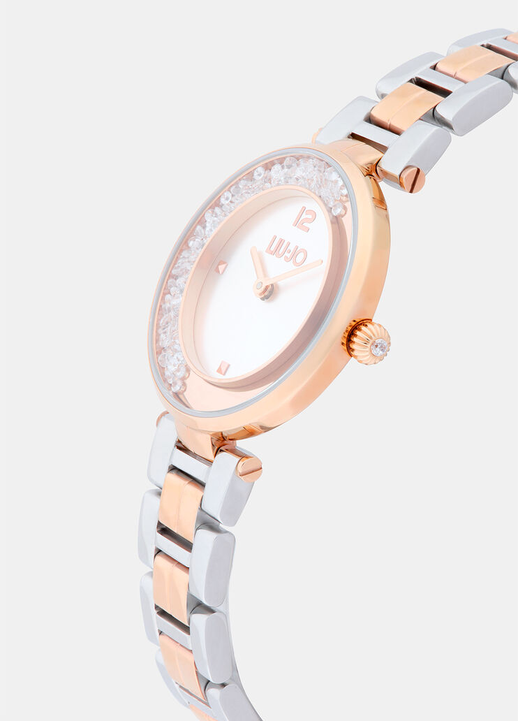 Steel watch with diamantés silver/rose gold Liu Jo - medium Steel watch with diamantés silver/rose gold Liu Jo - medium