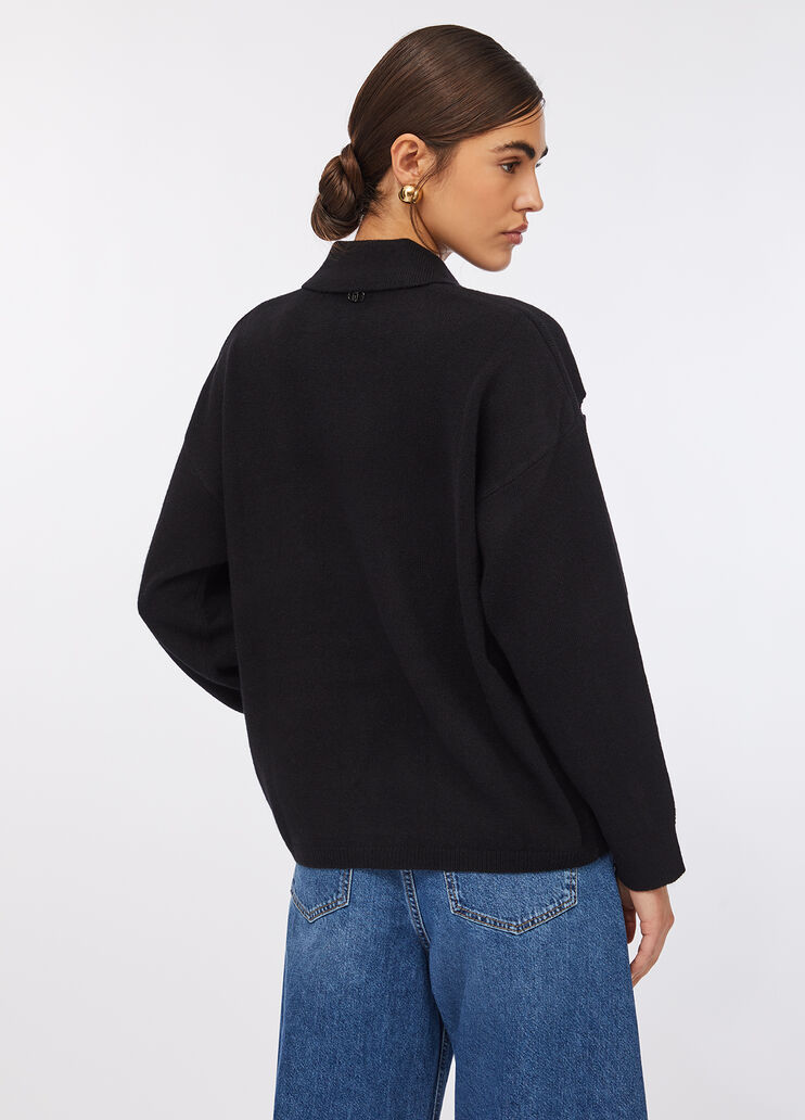 100% wool jumper with bejewelled embroidery black Liu Jo - large image number 1