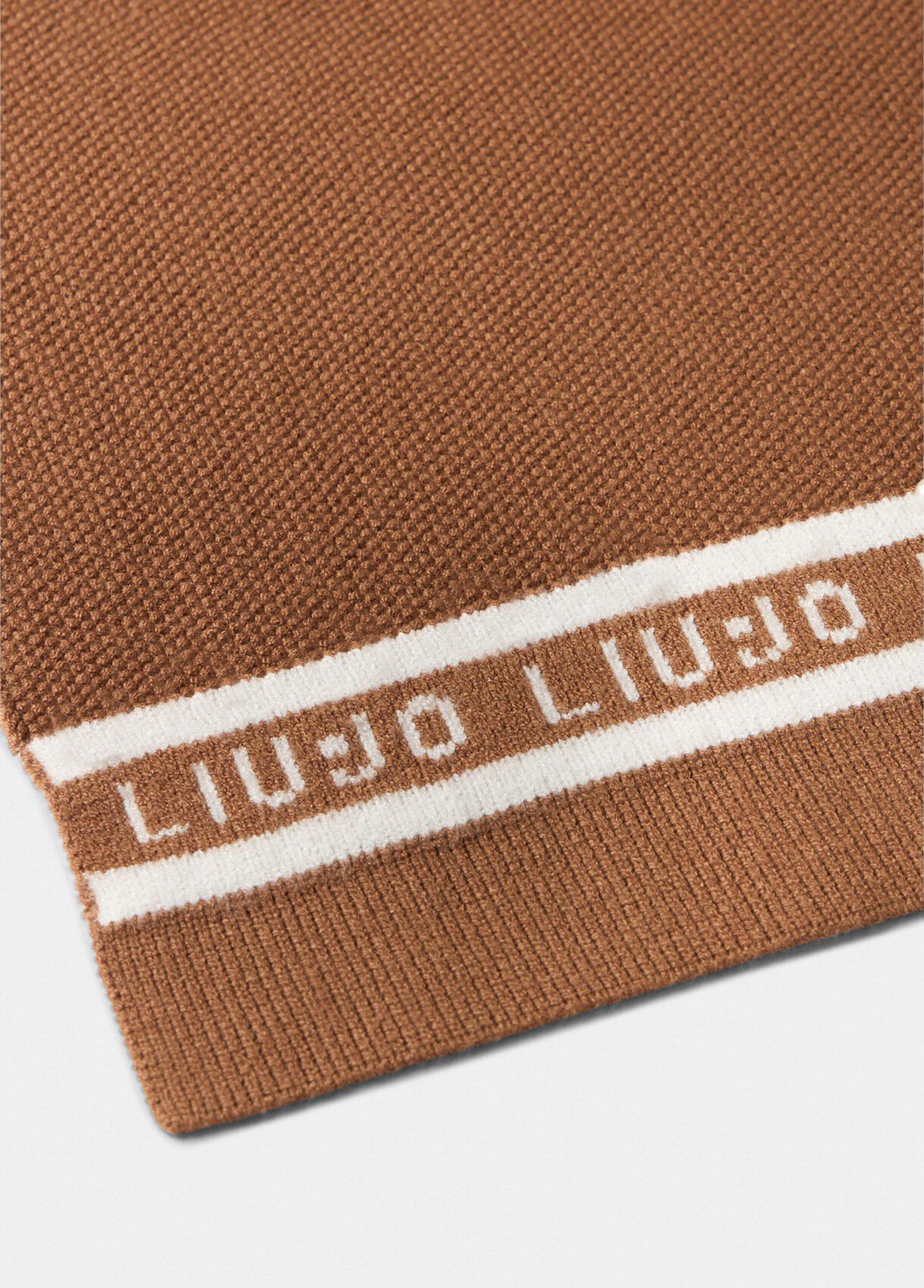 Scarf with logo and beads colour chocolate | Liu Jo