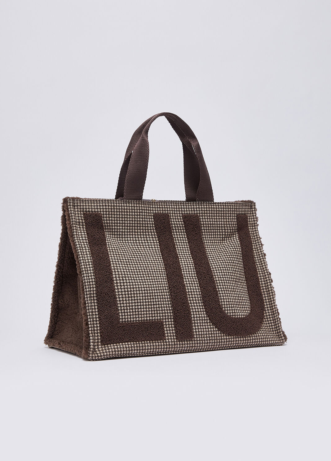 Bolso tote grande de tela a cuadros casta&ntilde;o oscuro Liu Jo - large image number 2
