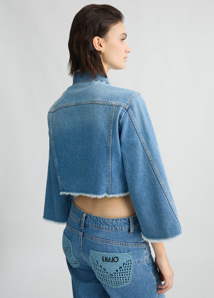 Cropped denim jacket Blue denim Liu Jo - large image number 3 Cropped denim jacket Blue denim Liu Jo - large image number 3