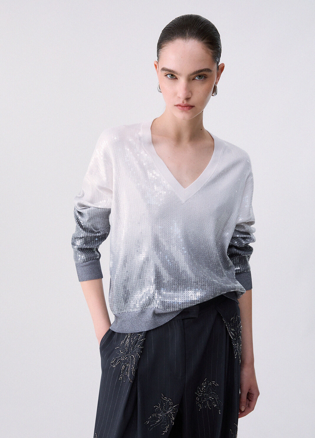 D&eacute;grad&eacute; Sweater with Sequins grey Liu Jo - large image number 0