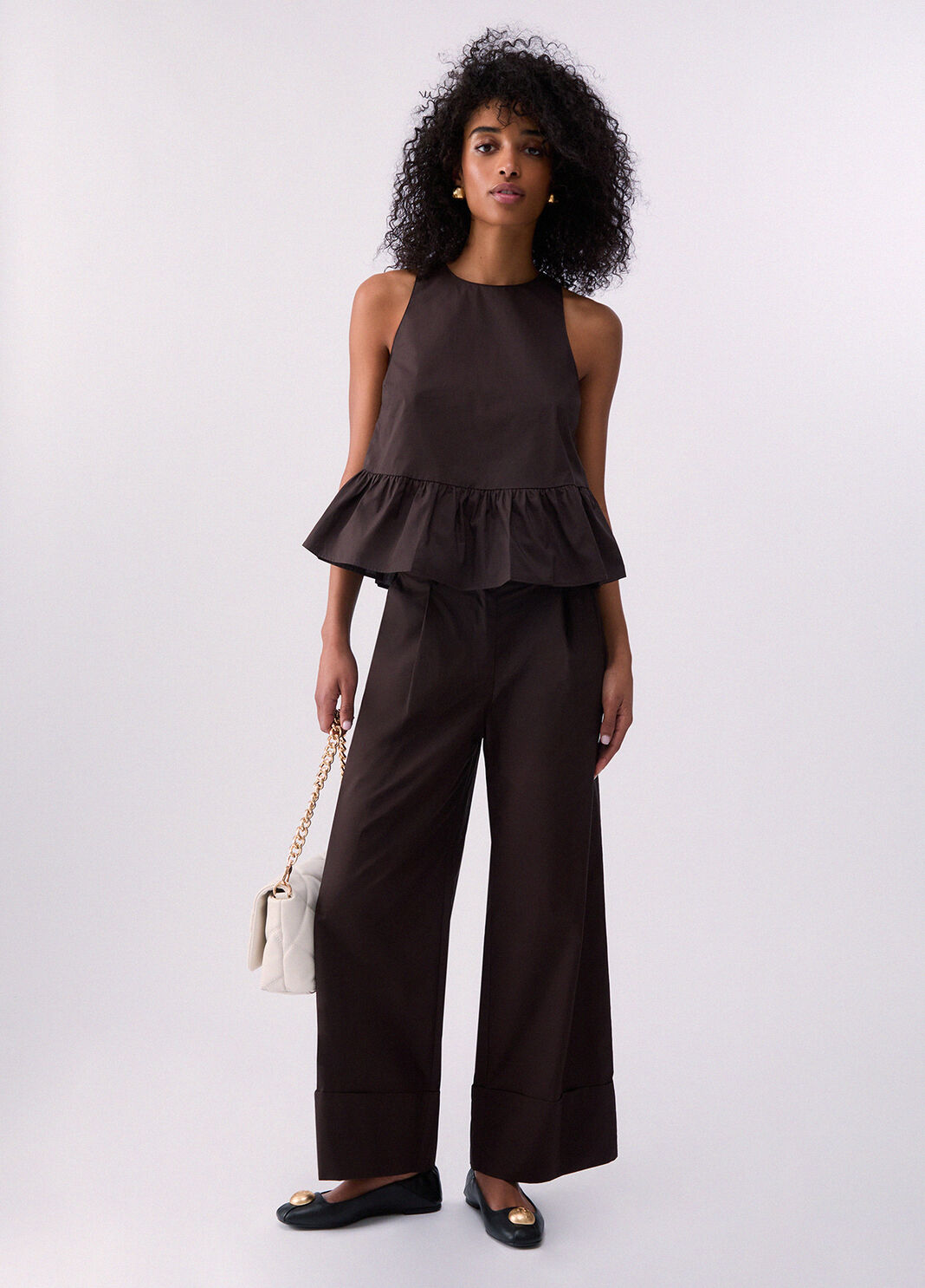 Poplin top with bow dark brown Liu Jo - large image number 5