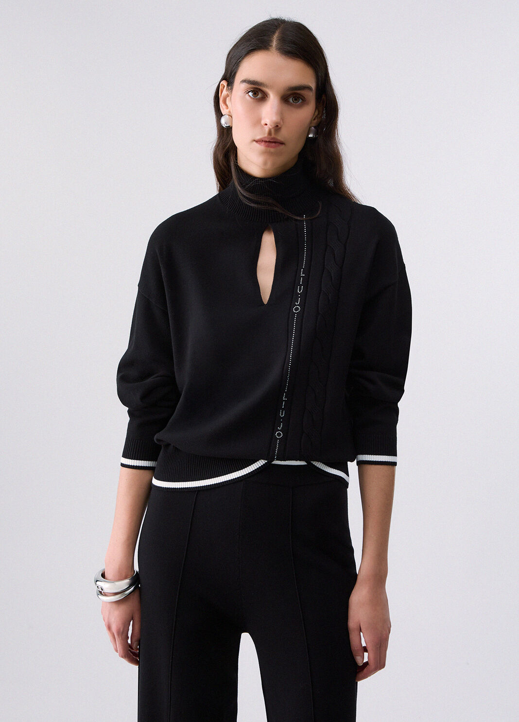 Turtleneck Sweater with Cut-Out black Liu Jo - large image number 0