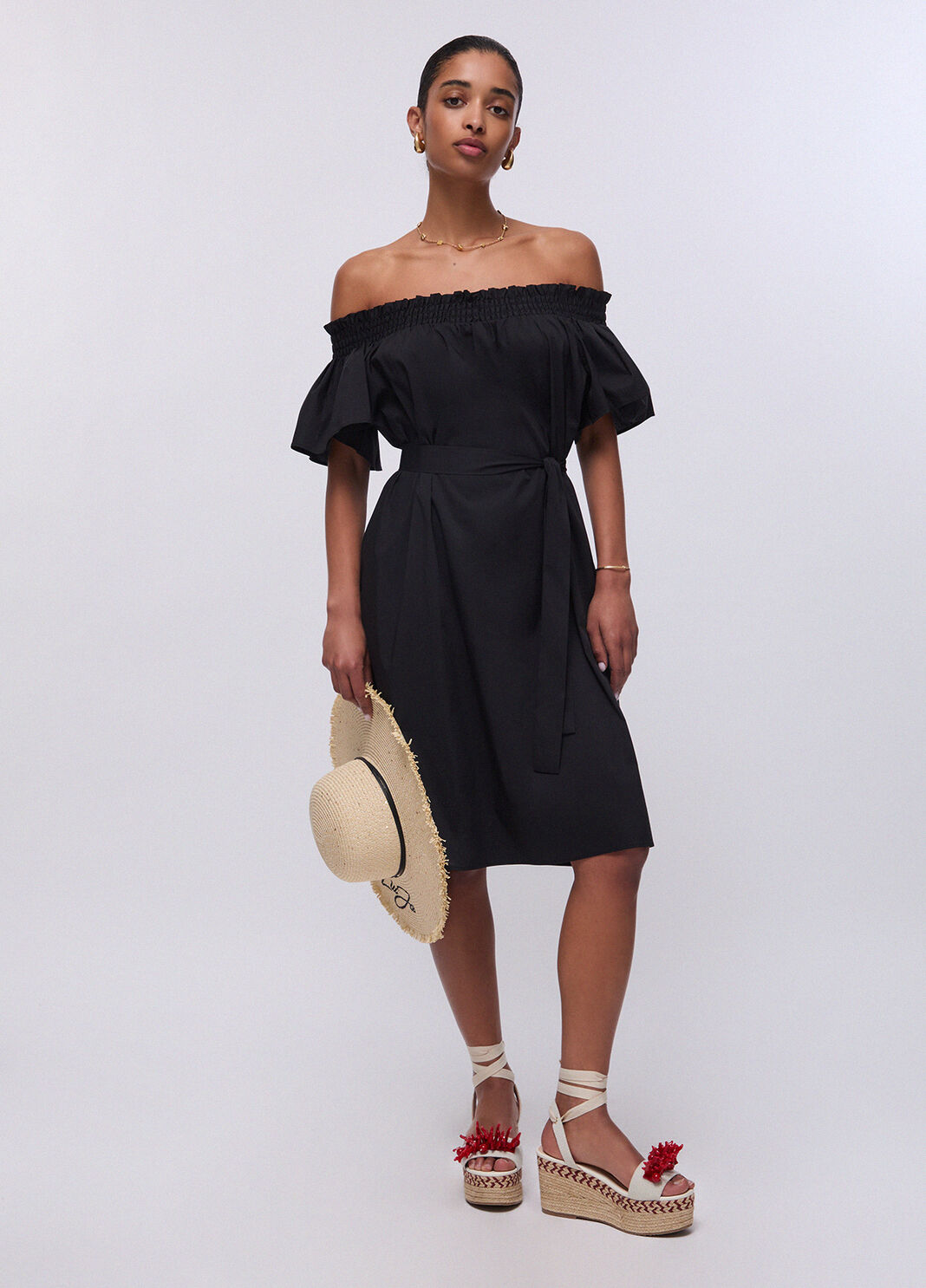 Abito corto con scollo bardot nero Liu Jo - large image number 5