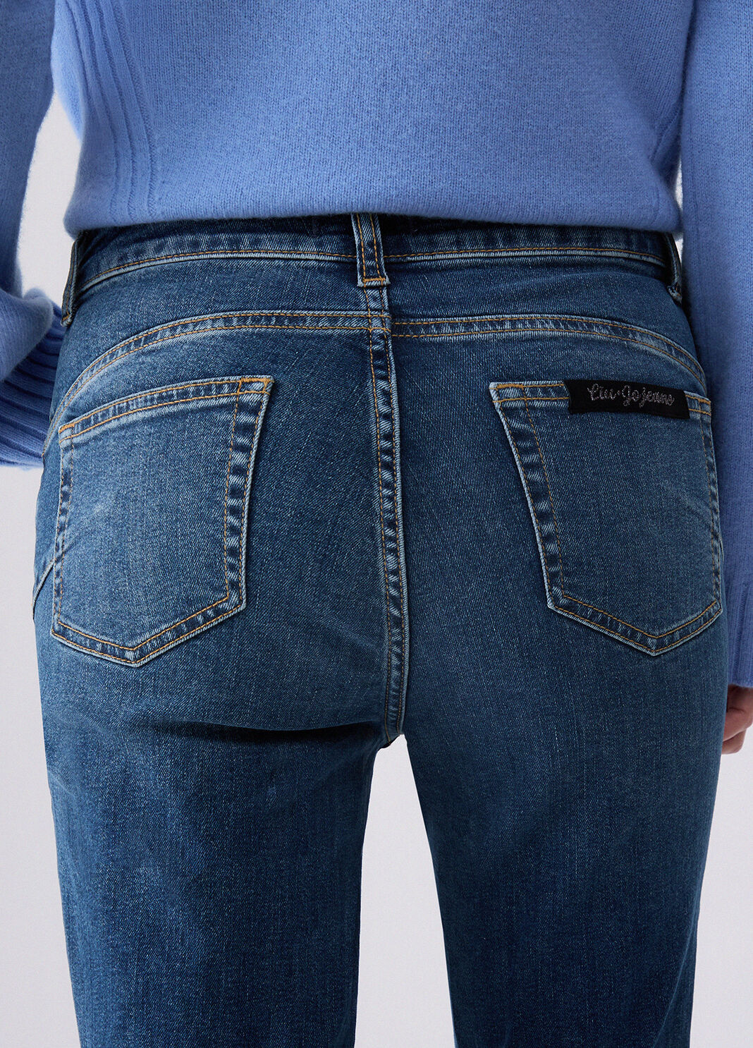 Jeans bootcut con strass denim blu Liu Jo - large image number 4