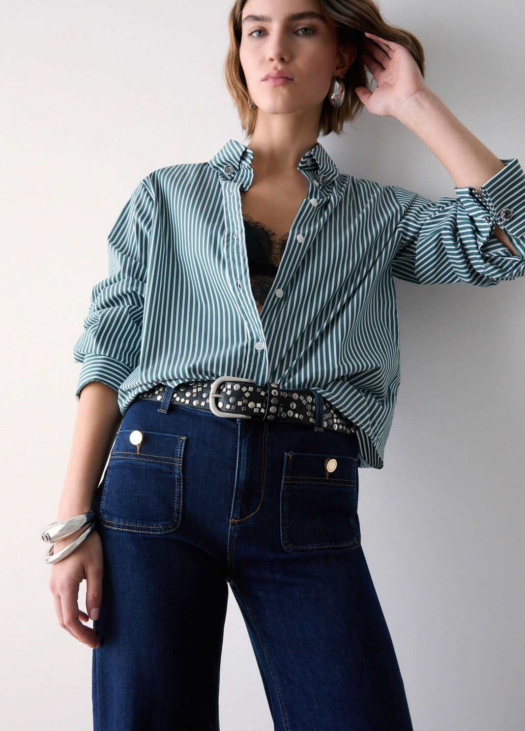 Striped Shirt dark green Liu Jo - large image number 3