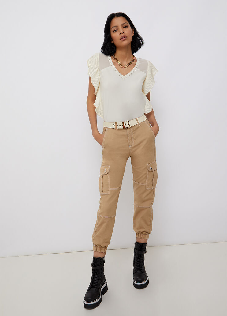 Cargo trousers with belt camel Liu Jo - large image number 3