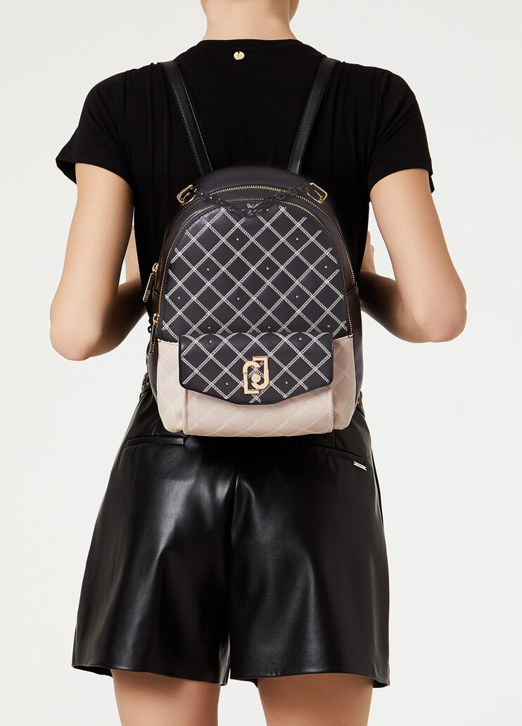 Zainetto matelassé con logo Bianco/nero Liu Jo - large image number 3