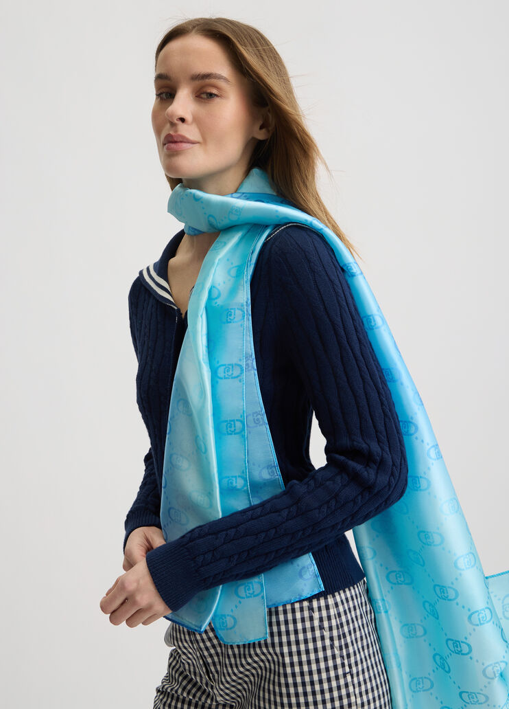 Shawl with logo light blue Liu Jo - medium
