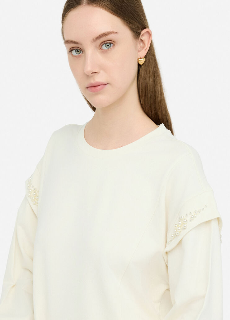 Sweatshirt with maxi beads white Liu Jo - medium Sweatshirt with maxi beads white Liu Jo - medium