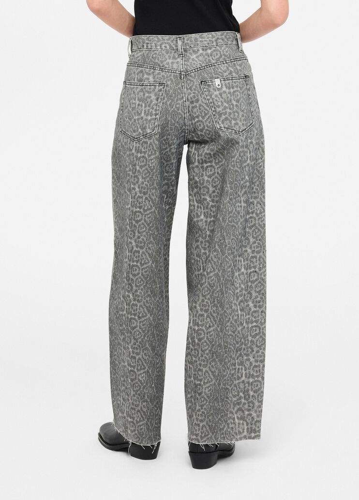 Pantalon évasé avec imprimé gris animalier Liu Jo - large image number 1 Pantalon évasé avec imprimé gris animalier Liu Jo - large image number 1