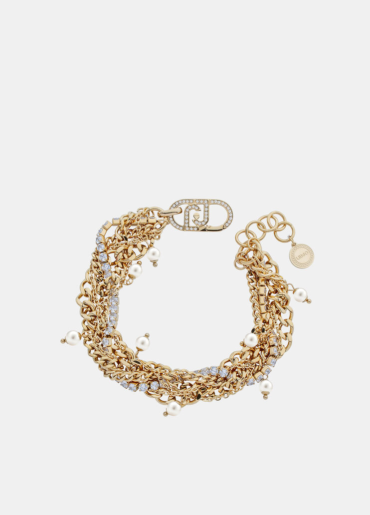 Multi-strand bracelet with diamantés gold Liu Jo - medium Multi-strand bracelet with diamantés gold Liu Jo - medium
