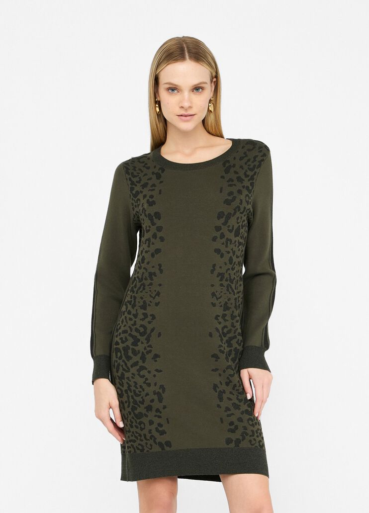 Animal-design knit dress olive green Liu Jo - large image number 0 Animal-design knit dress olive green Liu Jo - large image number 0