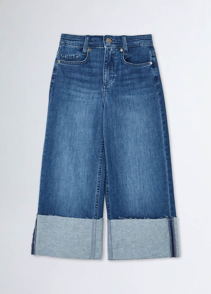 Gerade geschnittene Jeans mit Umschlag Farbe Denimblau | Liu Jo