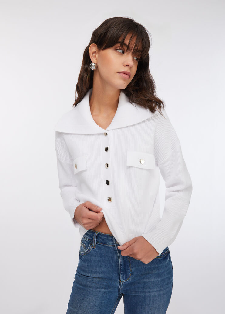 Pullover mit Maxikragen Wollweiß Liu Jo - medium