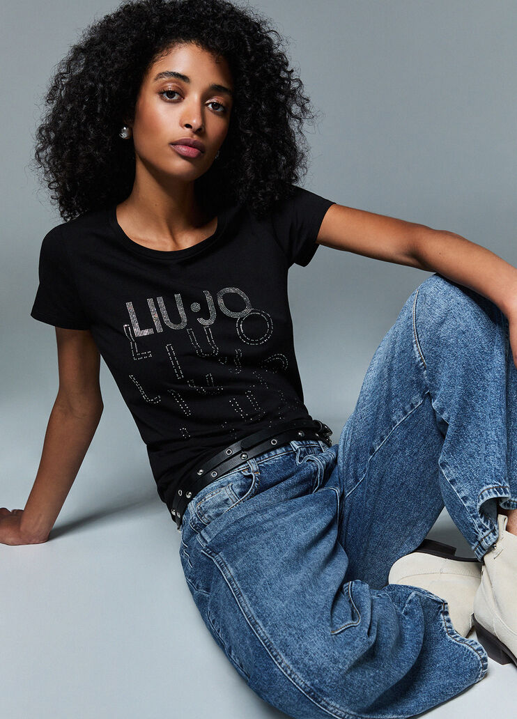 T-Shirt mit Logo Schwarz Liu Jo - medium