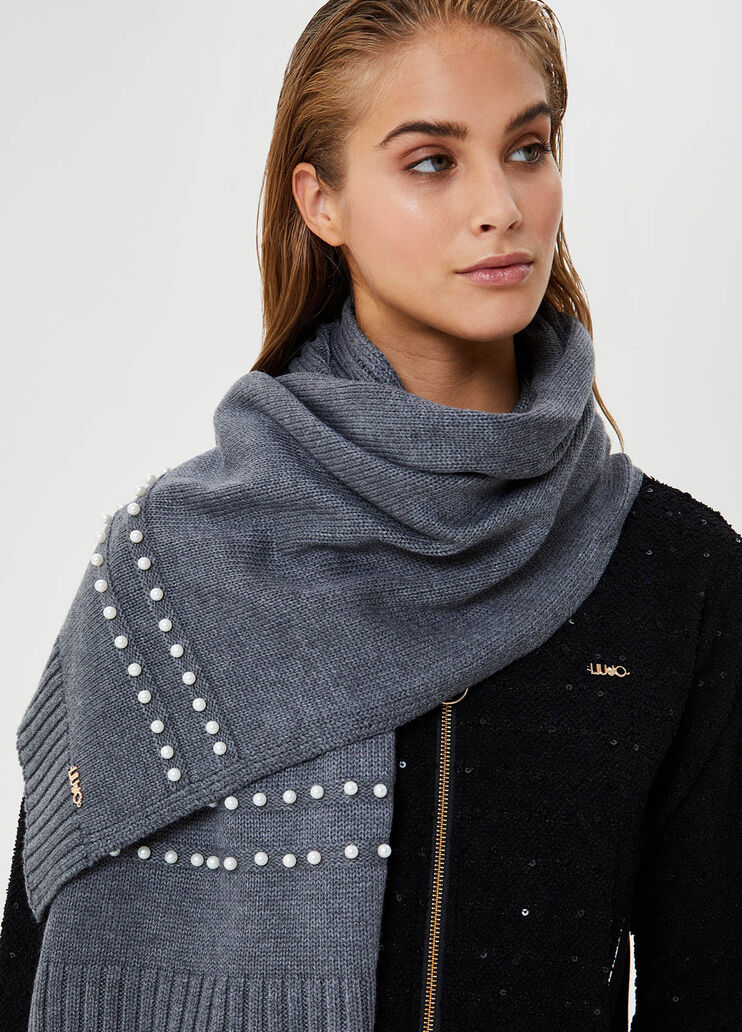 Scarf with pearls Grey Liu Jo - large image number 1 Scarf with pearls Grey Liu Jo - large image number 1