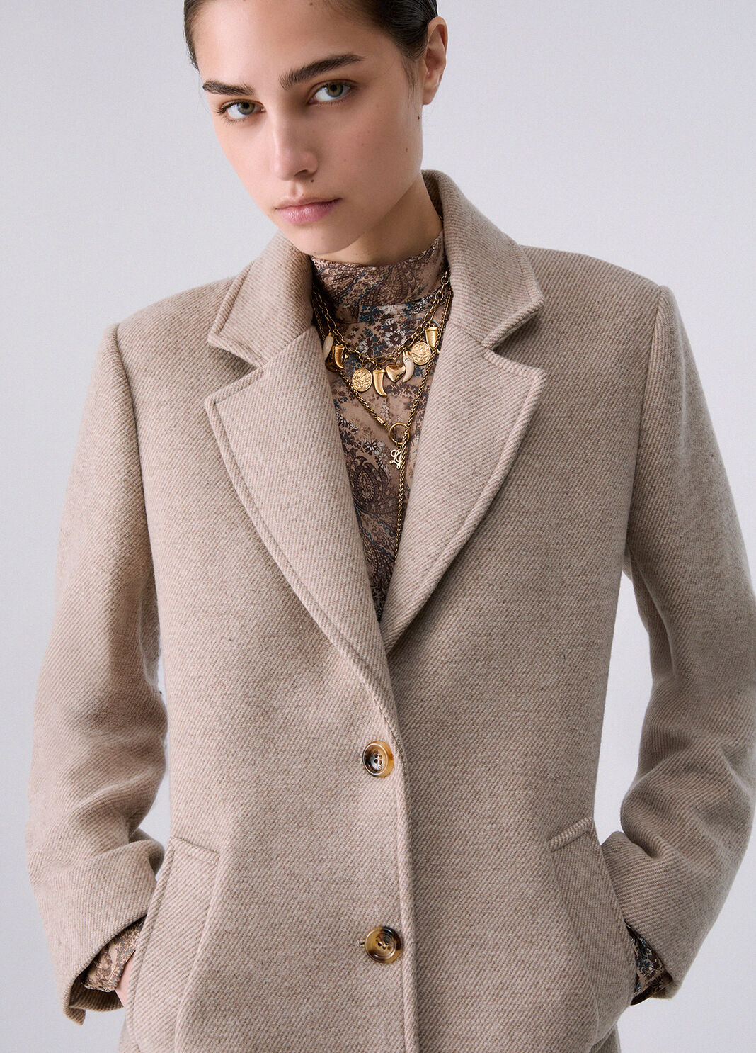 Cappotto midi in panno beige Liu Jo - large image number 4