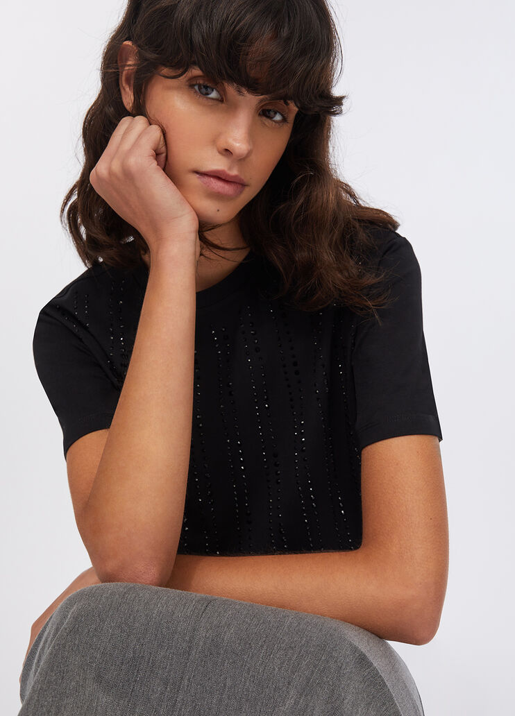 T-shirt with rhinestones black Liu Jo - large image number 3