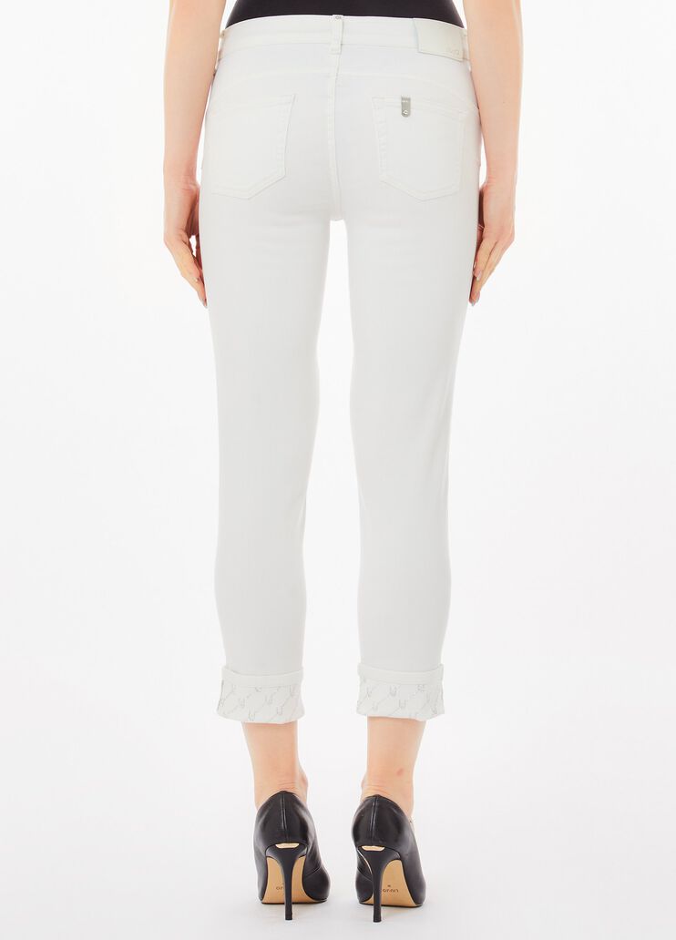 Pantalones cropped con vuelta blanco lana Liu Jo - medium