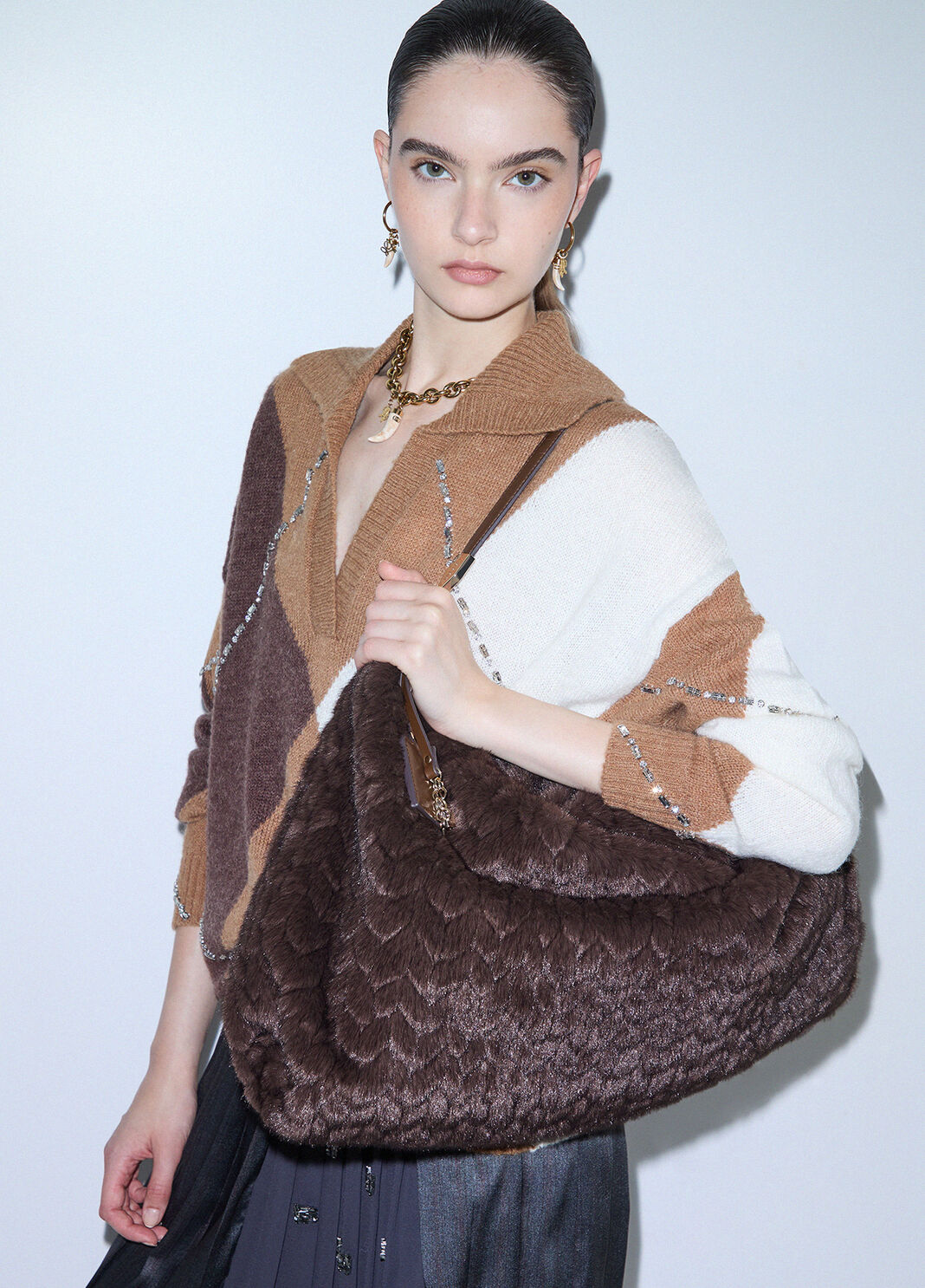 Grand Sac en Fausse Fourrure marron fonc&eacute; Liu Jo - large image number 0