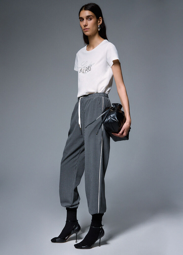 Pinstriped trousers with lace insert grey Liu Jo - medium