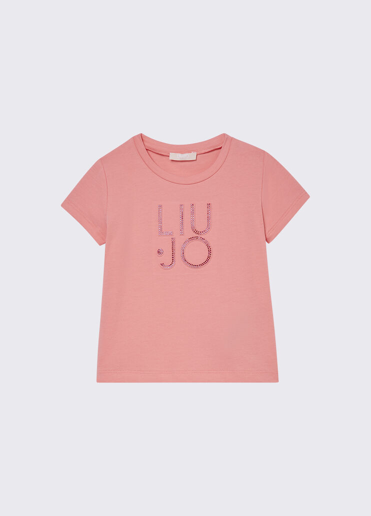 Shirt mit Logo und Strass Rosa Liu Jo - medium