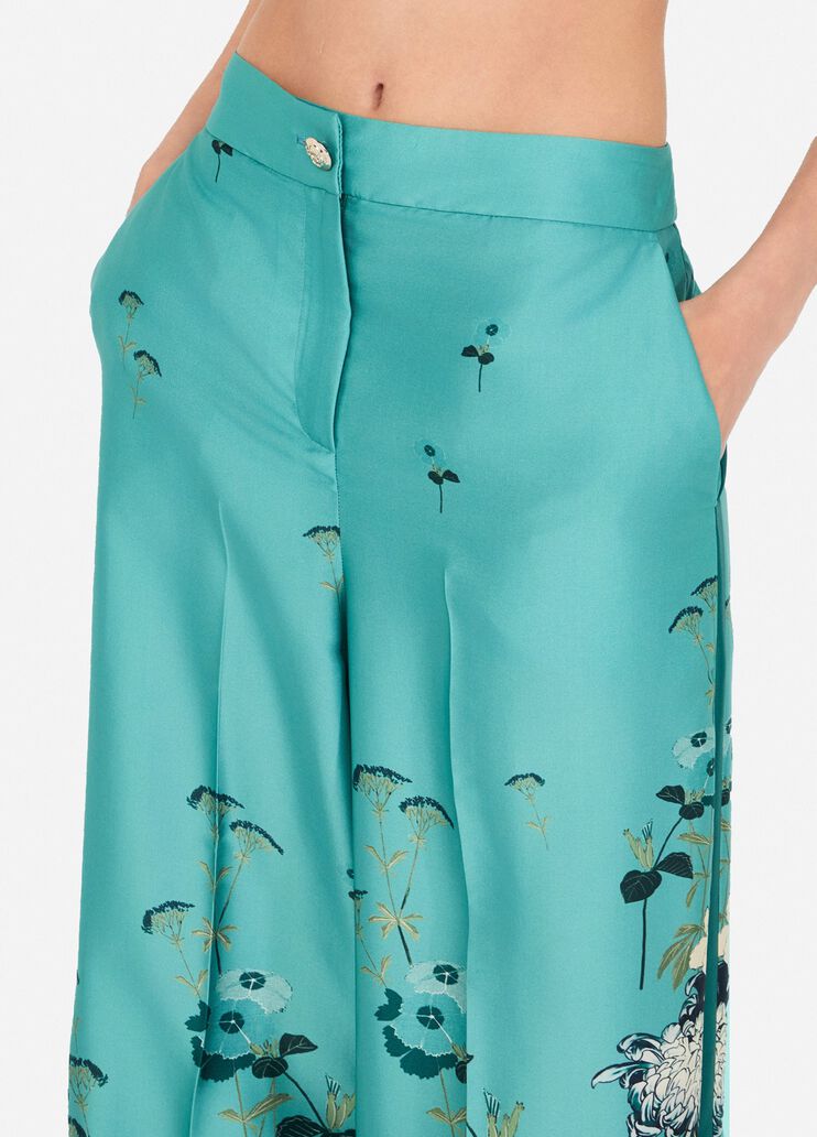 Printed twill trousers light blue Liu Jo - large image number 2 Printed twill trousers light blue Liu Jo - large image number 2