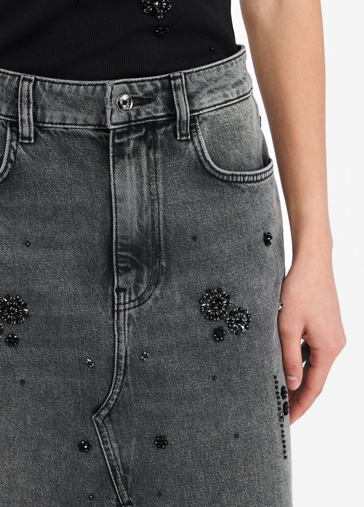 Denim skirt with gemstones black denim Liu Jo - large image number 2 Denim skirt with gemstones black denim Liu Jo - large image number 2