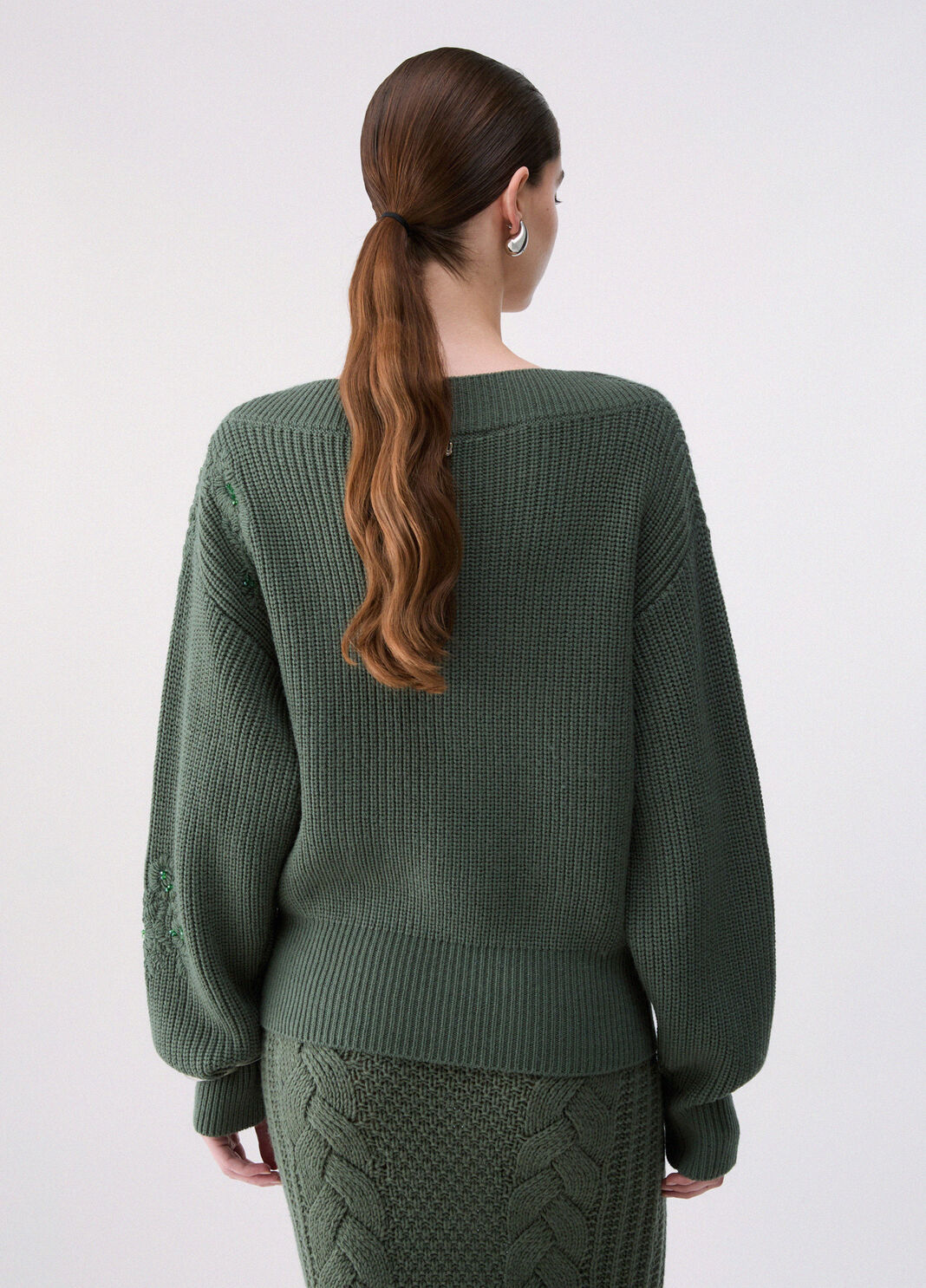 Wool Sweater with Embroidery dark green Liu Jo - large image number 1